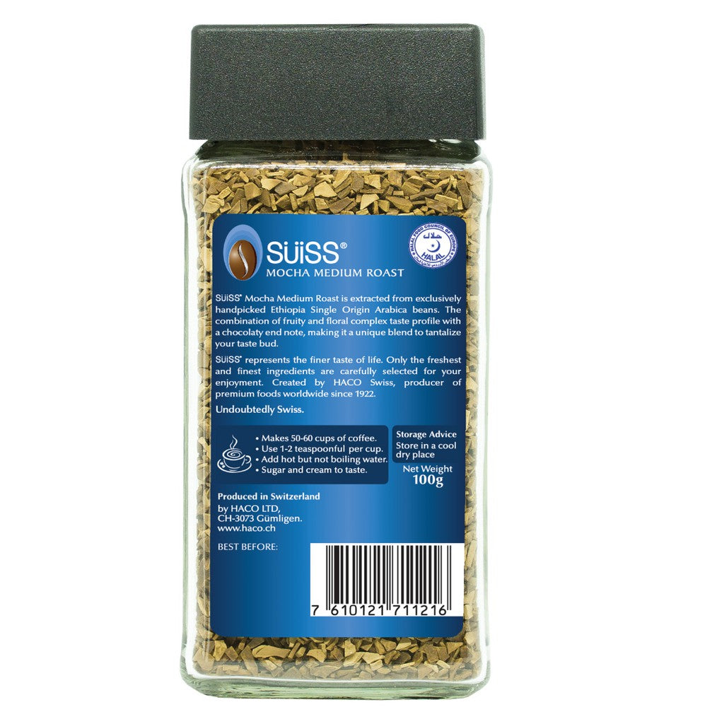 Haco SUiSS Mocha Medium Roast Freeze Dried Soluble Coffee 100g