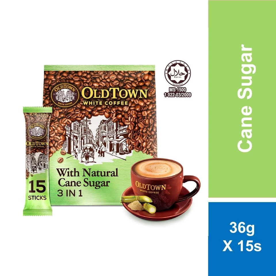 OLDTOWN Natural Cane Sugar Instant Premix 3in1 White Coffee 36g x 15s