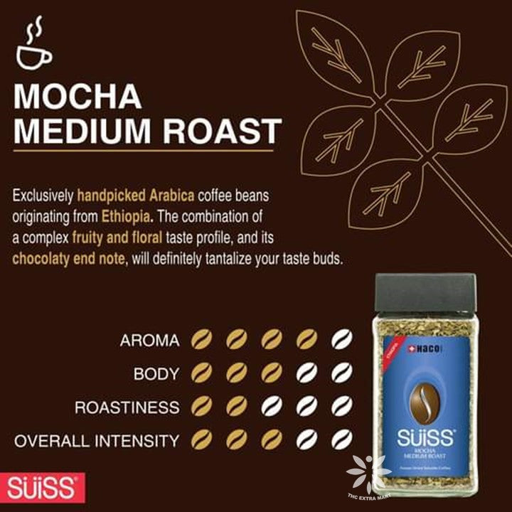 Haco SUiSS Mocha Medium Roast Freeze Dried Soluble Coffee 100g