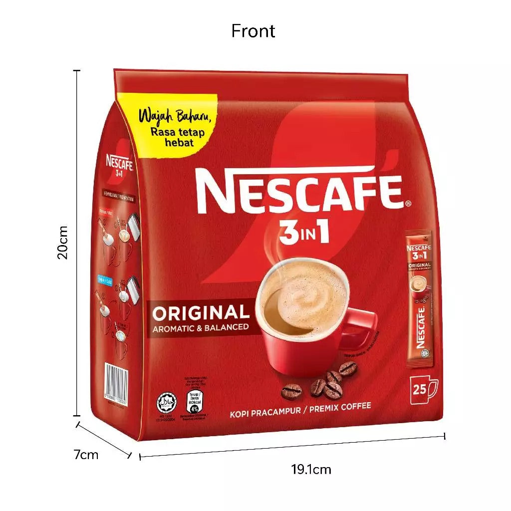 NESCAFE 3in1 Premix Instant Coffee Blend and Brew Original 18g x 25's