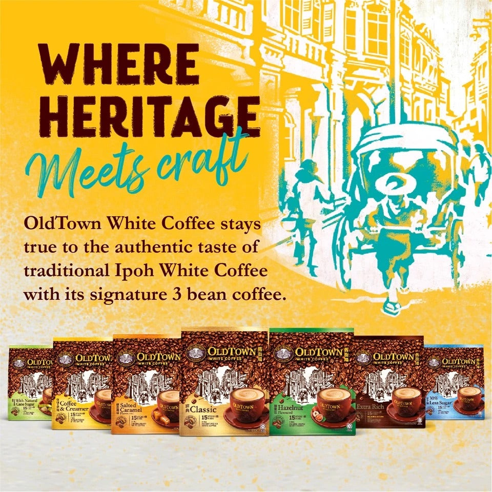 OLDTOWN Natural Cane Sugar Instant Premix 3in1 White Coffee 36g x 15s