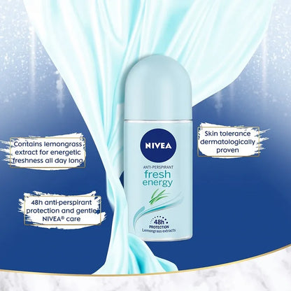NIVEA Female Deodorant Fresh Energy Roll On 50ml / Personal Care / Dry / No Sweat / Perfume / Fragrance