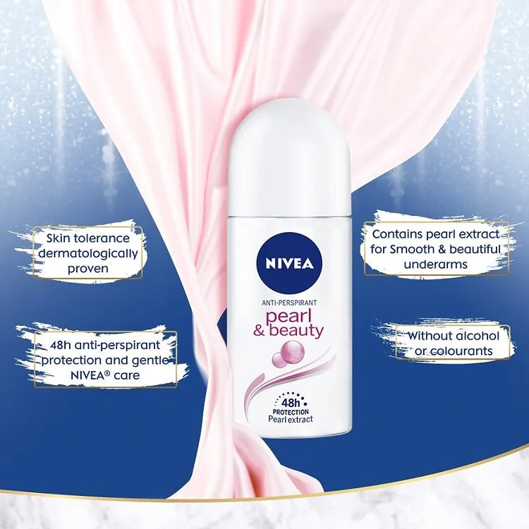 NIVEA Female Deodorant Pearl Beauty Roll On 50ml / Personal Care / Fair Smooth Skin / Brightening / Perfume