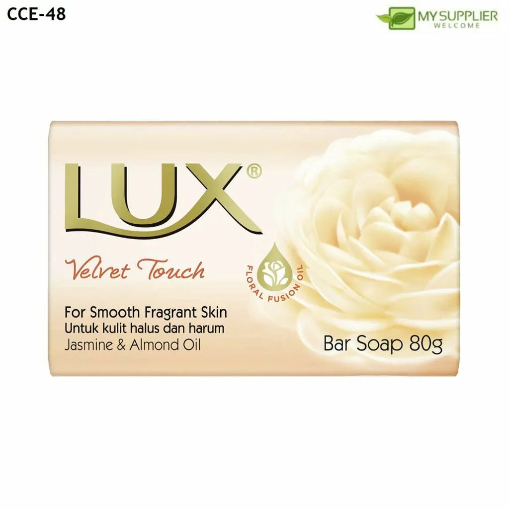 LUX Velvet Touch Beauty Bar Soap Bundle (80g x 6) - For Smooth, Soft Skin with Jasmine & Almond Oil