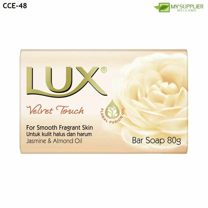 LUX Velvet Touch Beauty Bar Soap Bundle (80g x 6) - For Smooth, Soft Skin with Jasmine & Almond Oil