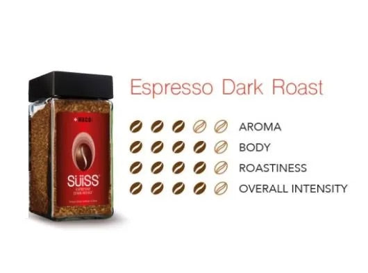 Haco SUiSS Espresso Dark Roast Freeze Dried Soluble Coffee (100g)