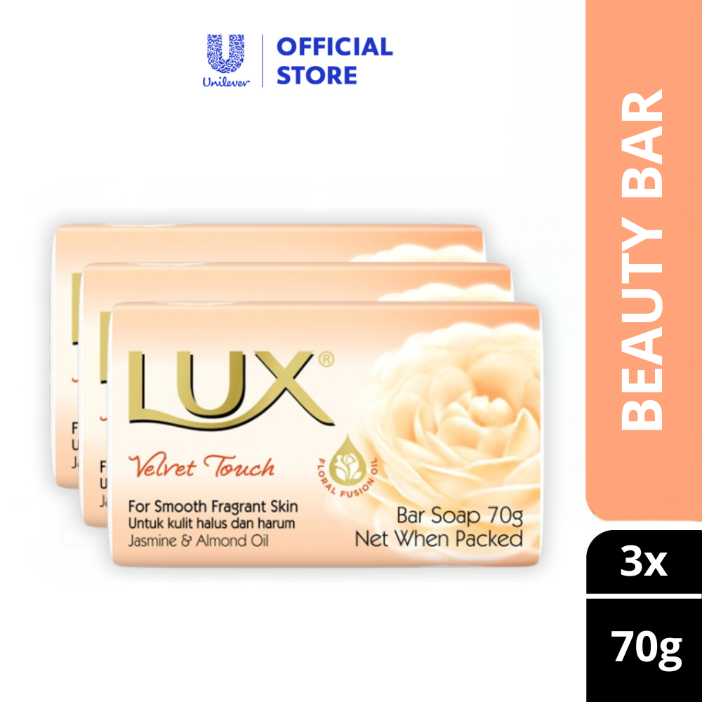 LUX Velvet Touch Beauty Bar Soap Bundle (80g x 6) - For Smooth, Soft Skin with Jasmine & Almond Oil