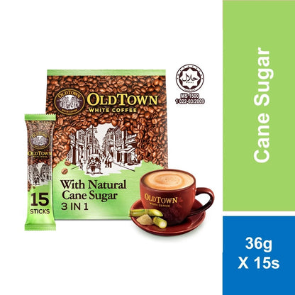 OLDTOWN Natural Cane Sugar Instant Premix 3in1 White Coffee 36g x 15s