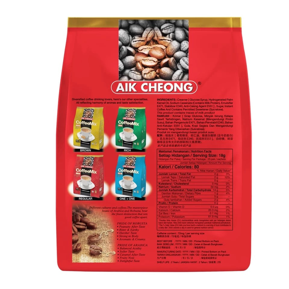 Aik Cheong 3 In 1 Coffee Mix Regular 25s x 18g