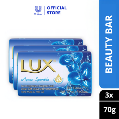 LUX Aqua Sparkle Beauty Bar Soap Bundle (80g x 6) - Refreshing Aqua Fragrance for Revitalized Skin