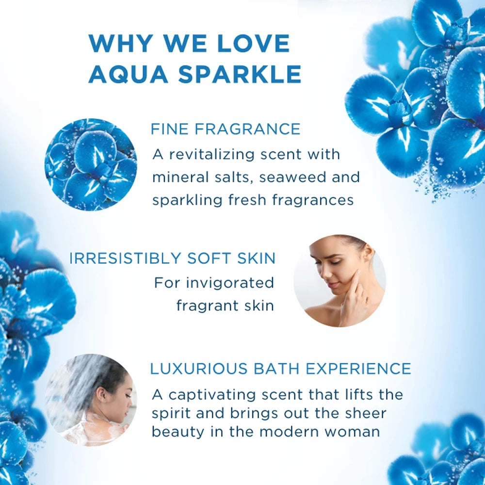 LUX Aqua Sparkle Beauty Bar Soap Bundle (80g x 6) - Refreshing Aqua Fragrance for Revitalized Skin