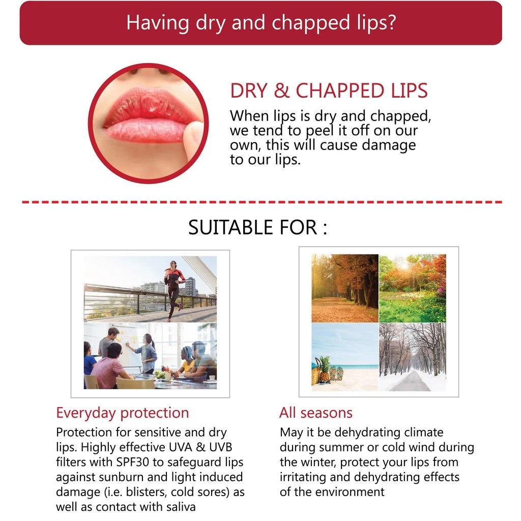 Sebamed Lip Defense SPF 30 - Cherry, Strawberry, Watermelon, Original, 4.8g