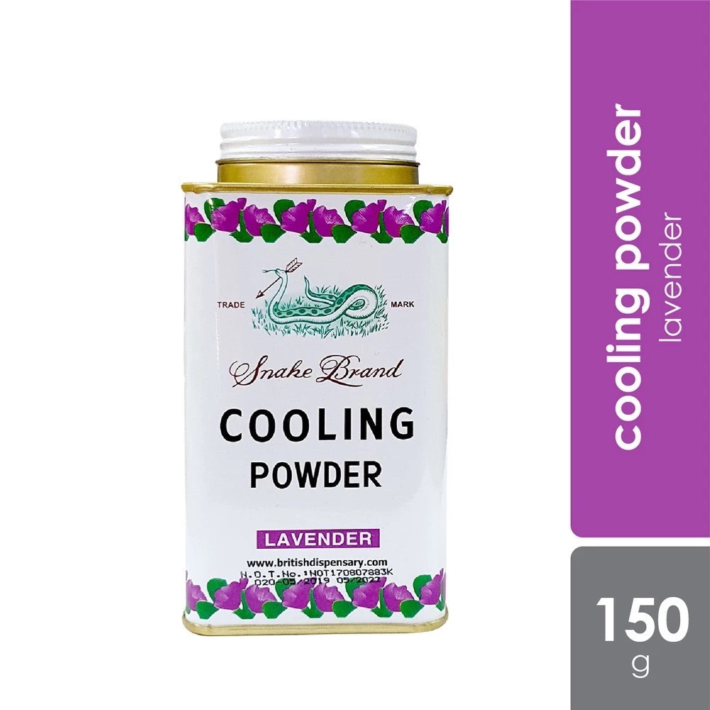 Snake Brand Cooling Powder – Lavender (150g) for Heat Rash Relief and Soothing Fragrance