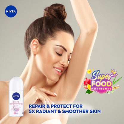 NIVEA Female Deodorant Extra Brightening Roll On 50ml/ Personal Care / Fair Skin / Brightening / Perfume