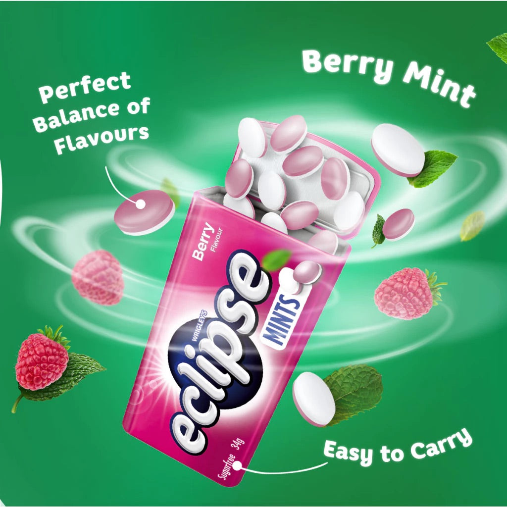 Eclipse Sugar Free Berry Mints 35g Tins Pack of 8