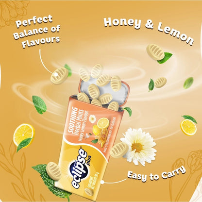 Eclipse Plus Sugar Free Honey Lemon Soothing Herbal Mint 30g Tins Pack of 8