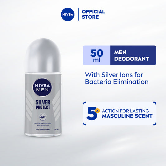 NIVEA MEN Deodorant Male Silver Protect Roll On 50ml / Men's Grooming / Anti Perspirant / No Sweat & Stain