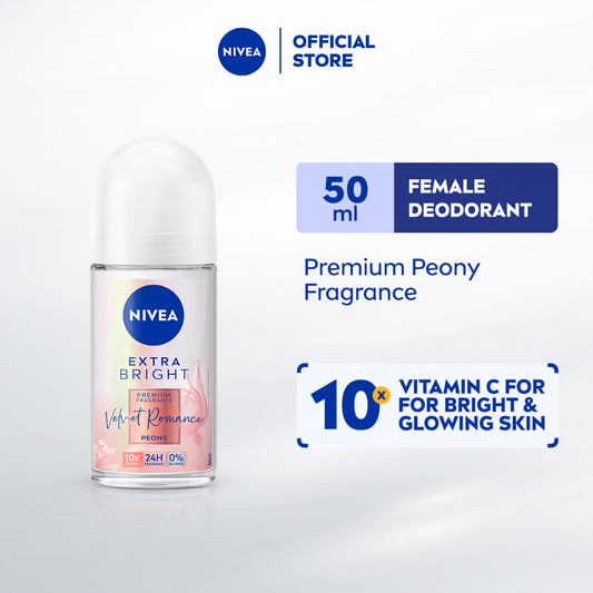 NIVEA Female Deodorant Extra Bright Velvet Romance Roll On Brightening Anti Perspirant No Sweat