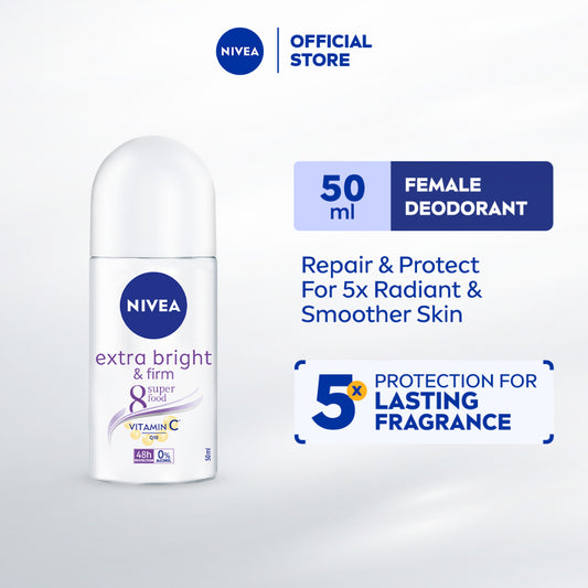 NIVEA Female Deodorant Extra Brightening and Film Roll On 50ml / Personal Care / No Sweat / Fair Skin / Perfume