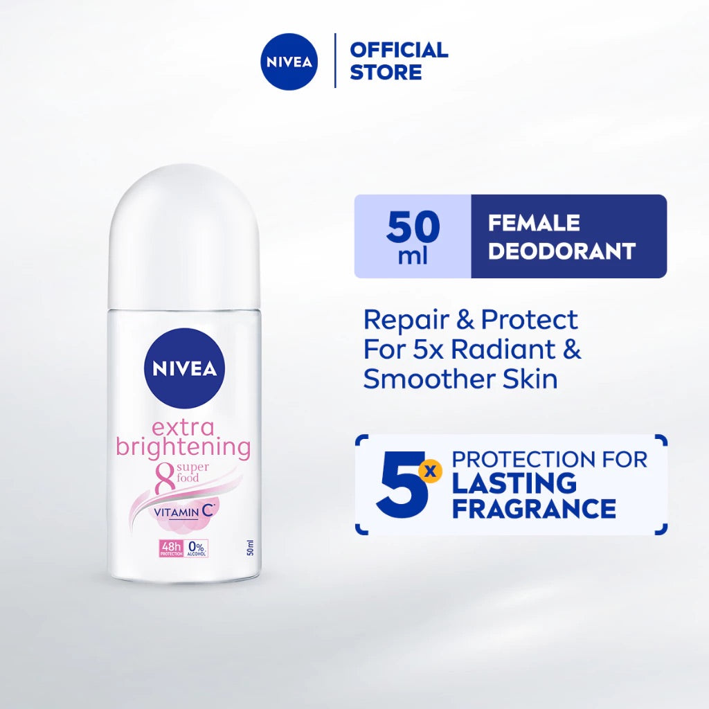 NIVEA Female Deodorant Extra Brightening Roll On 50ml/ Personal Care / Fair Skin / Brightening / Perfume